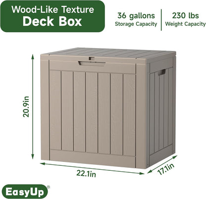 EasyUp 33 Gallon Resin Deck Box Waterproof, UV Resistant Outdoor Storage Box for Delivery, Porch, Patio and Garden, Stripe Black