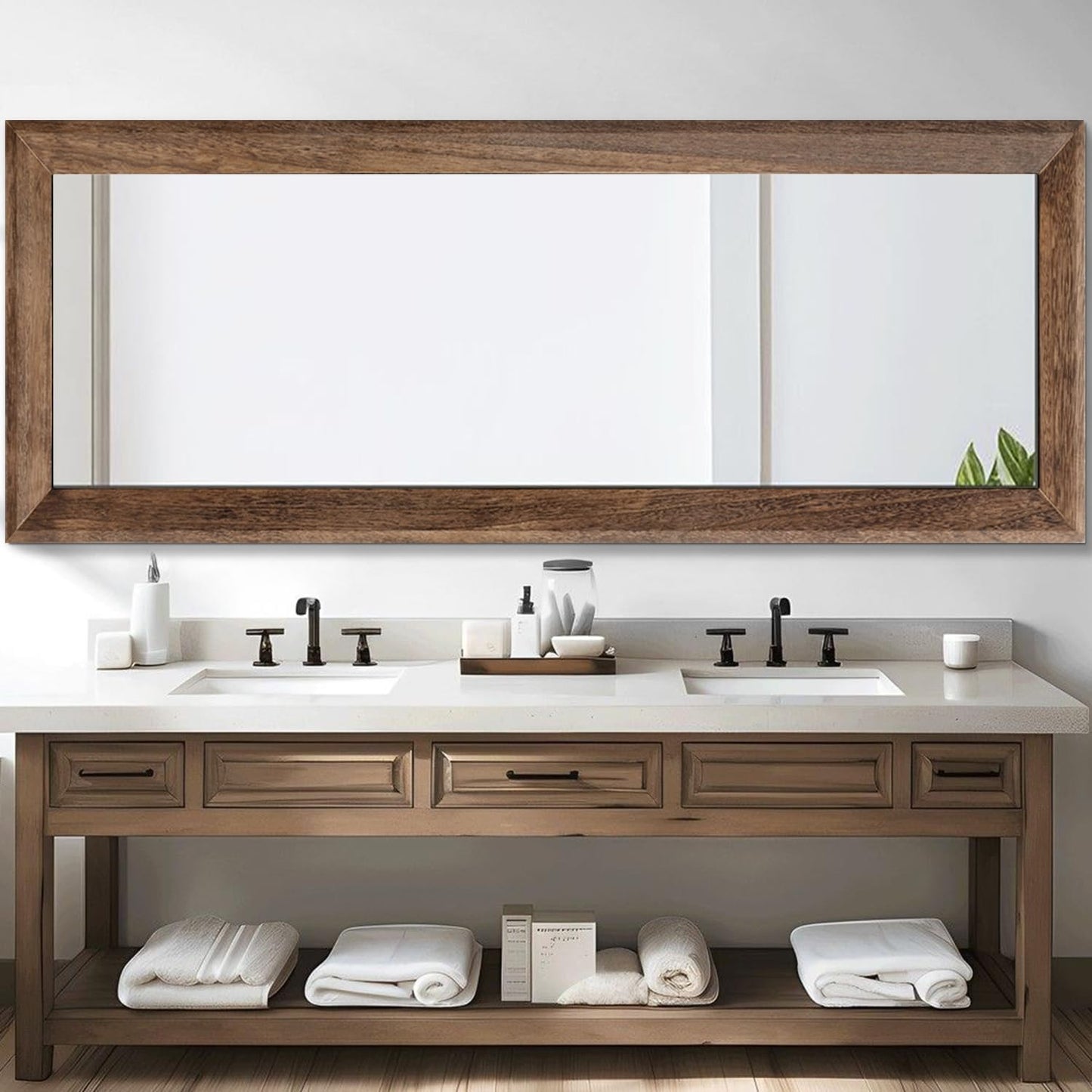 AAZZKANG Full Length Mirror Rectangle Wood Framed Large Wall Mirrors Black | 47"x16" Bedroom Living Room Bathroom Dressing Room Entryway Hanging Mirror