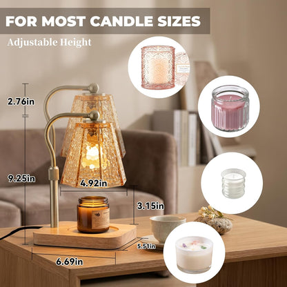 LALISU Candle Warmer Lamp, Stepless Dimming Candle Warmer Lamp with Timer & Dimmer Height Adjustable Compatible with Jars Scented Wax for Home Decor (Metal Base-Black)