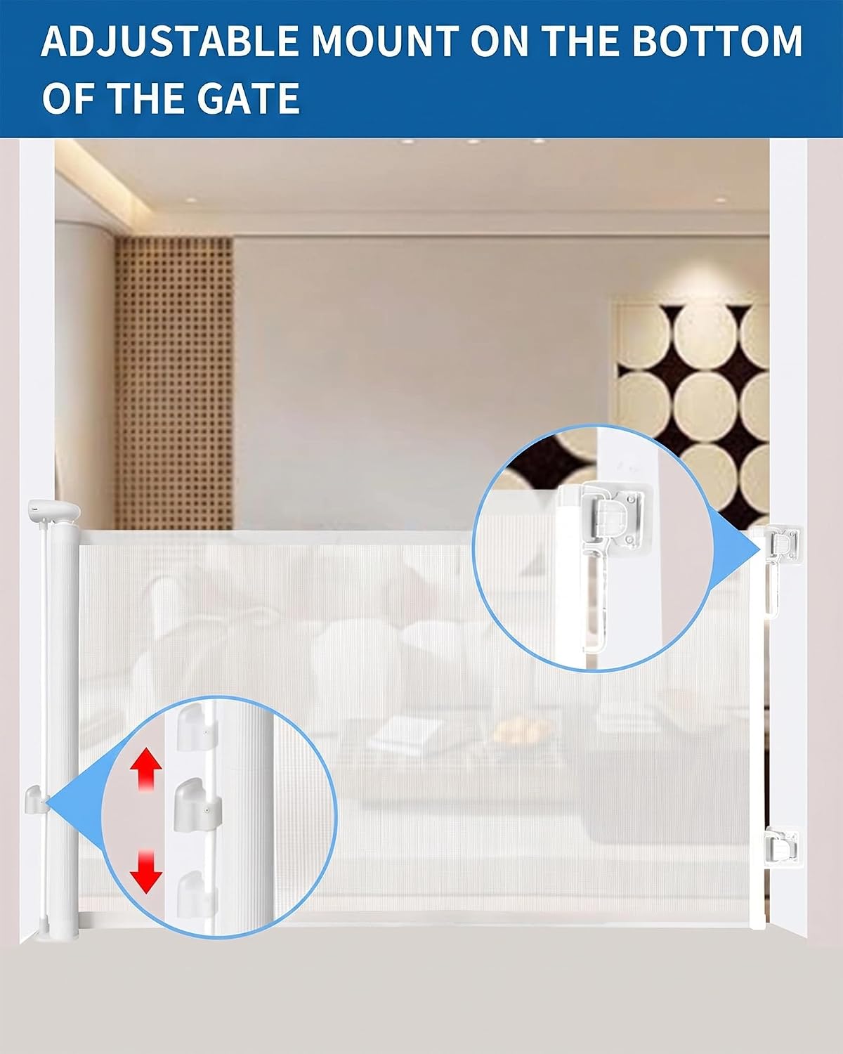 Huafly 71Inch Retractable Baby Gates, no Drilling Baby Gates, Child Gates, Safety Gates, Extra Long Dog Gates on Doorways, Stairs, Outdoor, Indoor (White,71 Inch)