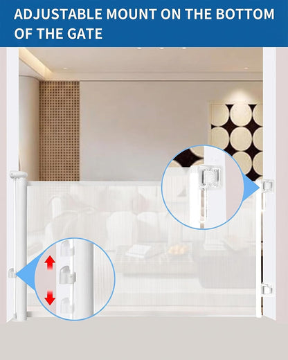 Huafly 71Inch Retractable Baby Gates, no Drilling Baby Gates, Child Gates, Safety Gates, Extra Long Dog Gates on Doorways, Stairs, Outdoor, Indoor (White,71 Inch)