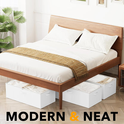 SpaceAid 3 Pack 10" High Under Bed Storage Containers, Large Underbed Storage Organizer Bins with Lids for Bedroom, Dorm, Clothes, Closet Organization, Bed Sheets and Blankets (Gray)