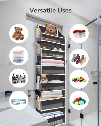 ULG Over the Door Organizer, 5-Tier Extra Large Hanging Storage with 10 Mesh Pockets, 100 lbs Capacity, Heavy Duty Door Organizer for Closet, Bedroom, Nursery Storage, Beige