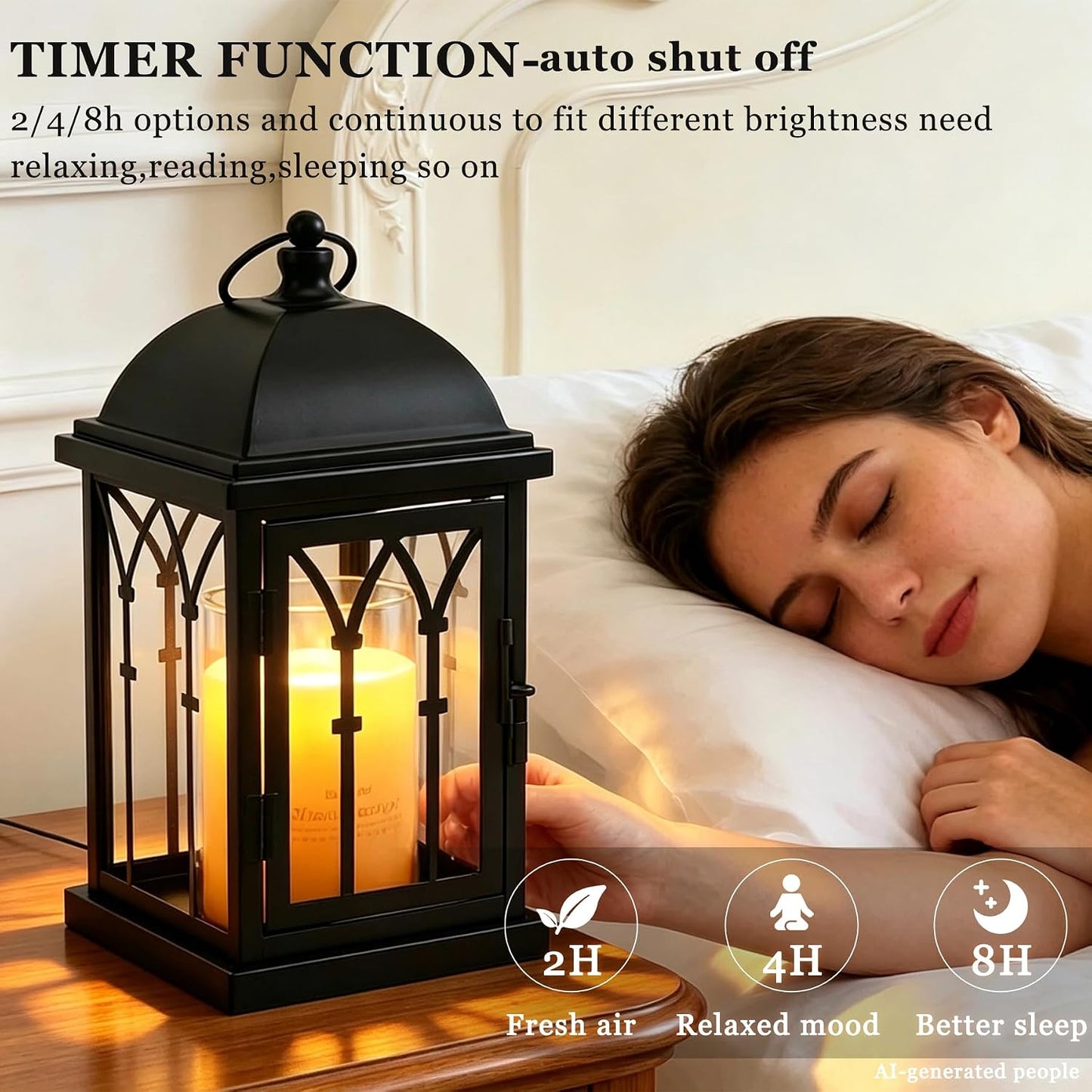 Candle Warmer Lamp with Timer Dimmer,Electric Candle Lamp Lantern Style,Compatible with 3 Wick/Large Candle,Fully Enclosed & Hangable Designed for Family with Pet,Children