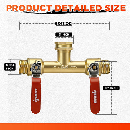 IPOW Upgrade Full Flow Garden Hose Splitter with Stainless Steel Handle, Brass Heavy Duty 2 Way Y Valve Garden Hose Splitter High Flow Spigot Splitter + 6 Rubber Hose Washers with Comfort Grip Use