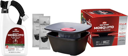 Ortho Home Defense Mosquito Kill and Prevent - Controls Mosquitoes and Larvae, Silent, Easy-to-Use, Mosquito Killer Protects up to 4,300 sq. ft., 1 Station & 2 Bands for 2 Months Protection