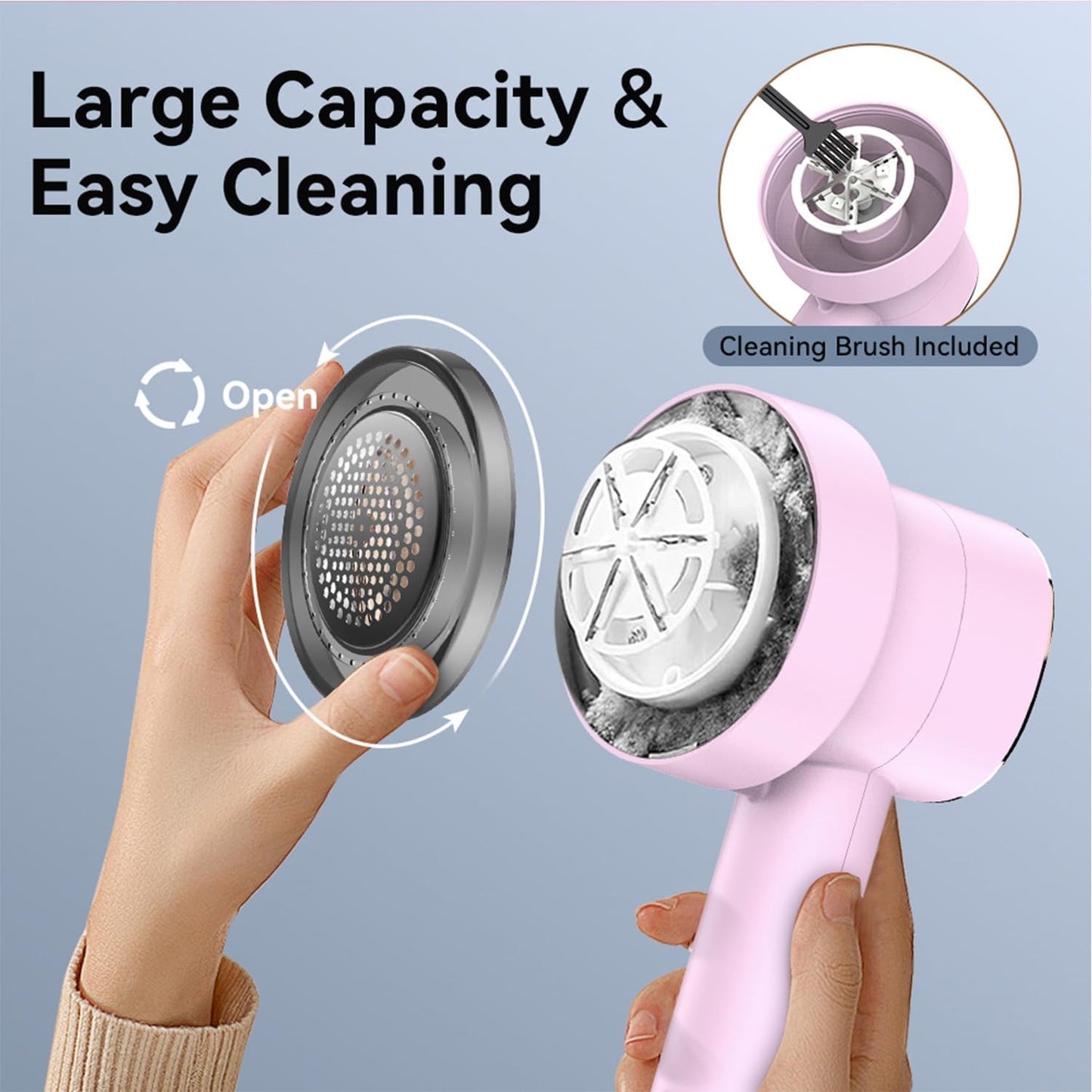 Rechargeable Fabric Shaver for Clothes: 6-Leaf Blades & 3 Speeds to Remove Pilling, Fuzz & Lint Balls - with LED Display, Portable Electric Lint Remover for Sweater, Couch, Blanket, Furniture