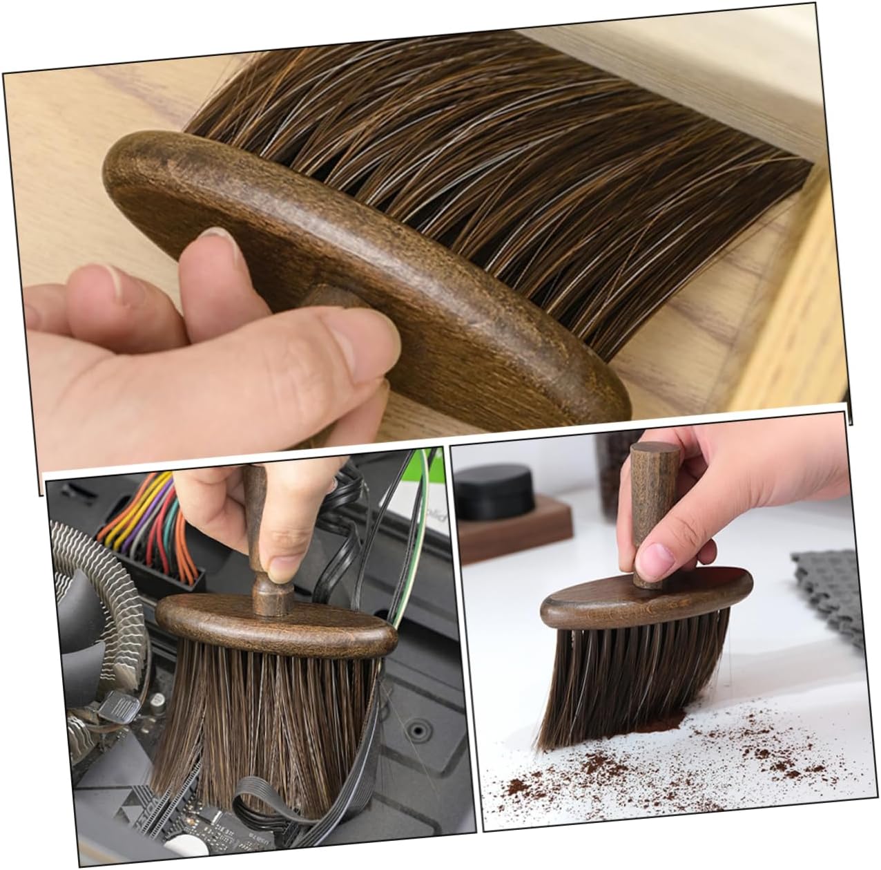 Portable Desktop Cleaning Brush with Soft Bristles for Keyboard Window Track and Narrow Crevice Cleaning Compact Dust Removal Tool for Household and Car Interior