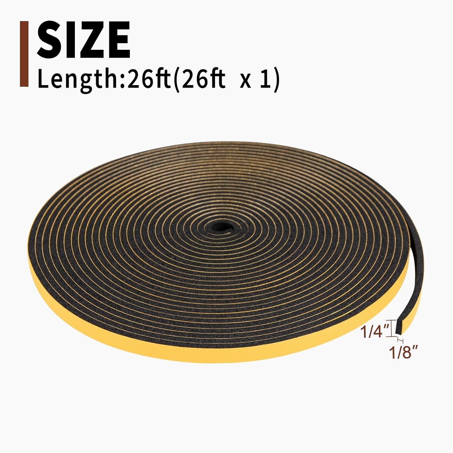 Yotache Self Adhesive Foam Gasket Tape 1/2" W X 1/2" T (New Adhesive Craft) for Doors Soundproofing Weather Seal Strip Insulation, 13 Ft Length