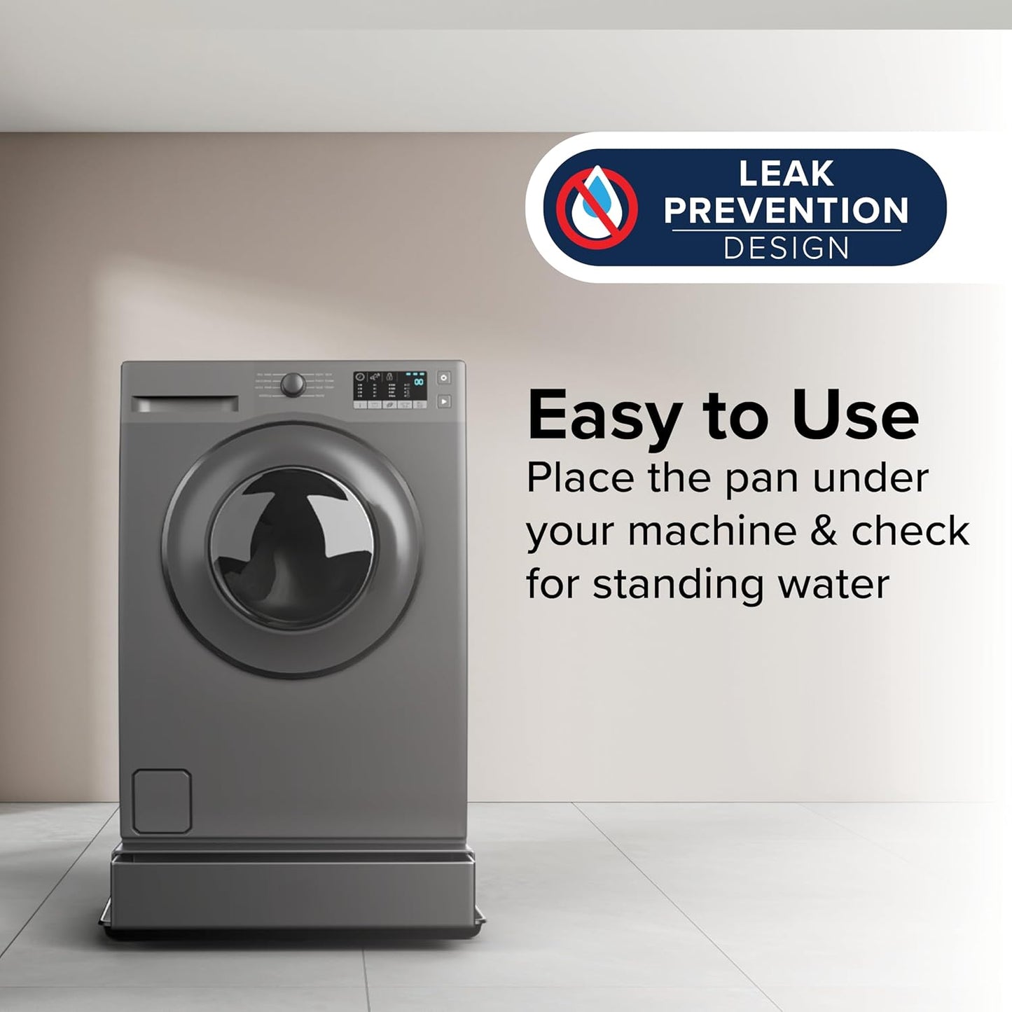 Camco Washing Machine Drain Pan - Features a Durable Plastic Construction, 1-inch/1.5-inch PVC Drain Fitting, and Measures 30-inches (L) x 32-inches (W) x 2 ½-inches (H) (OD) (20750)