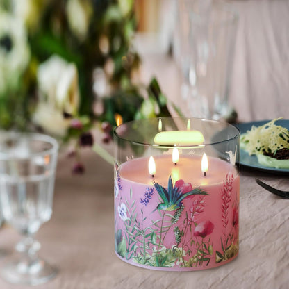 Eywamage 3 Wick Smoke Grey Glass Flameless LED Candle with Remote, Flickering Large Battery Pillar Candle Decor Φ 6" H 6"