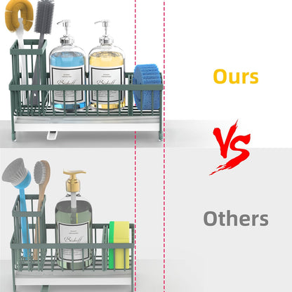 Moforoco Extra Large Sponge Holder for Kitchen Sink Organizer Caddy, Dish Brush Scrubber Holder,Stainless Steel Sink Box Utensil Holder,Soap Dispenser Set Tray Counter Accessories & Storage Rack