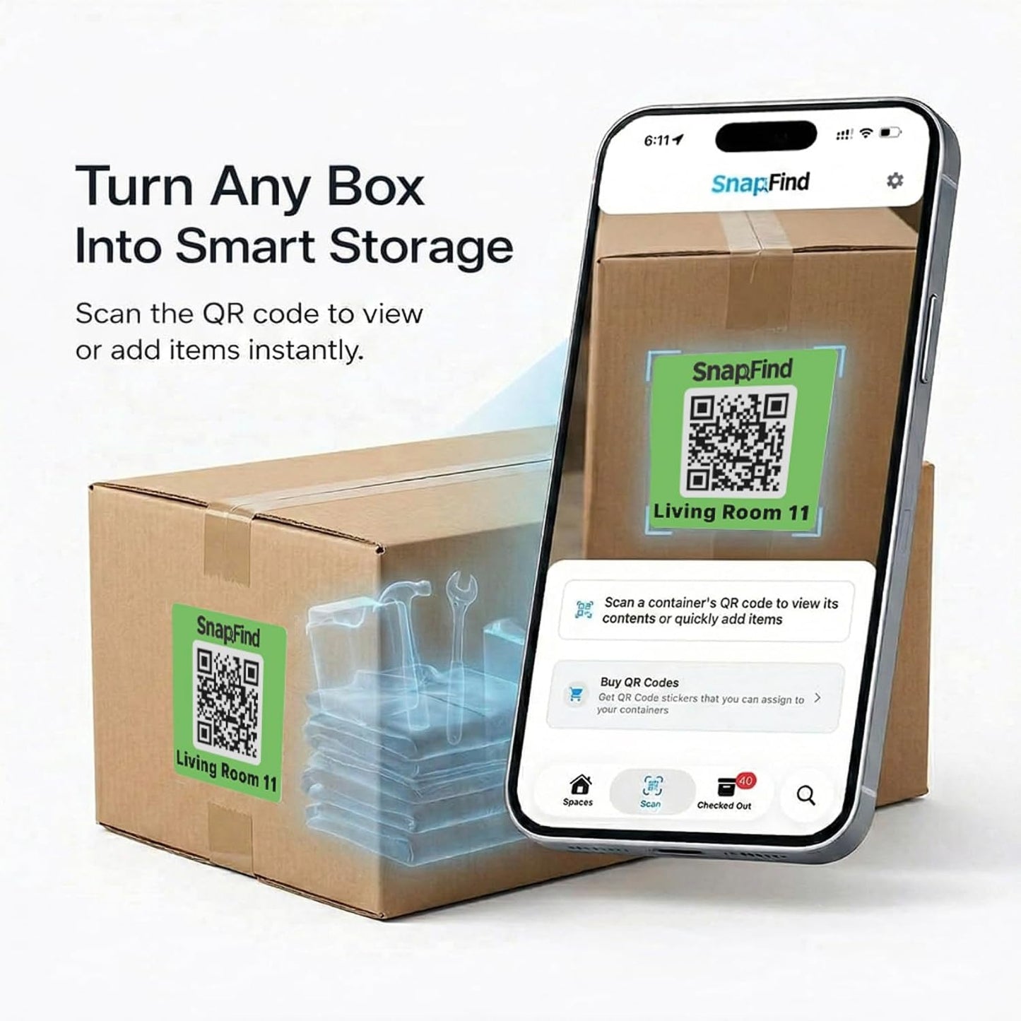 Moving Labels for Boxes – 108 Smart QR Code Stickers with AI Auto-Labeling, No Typing – Color-Coded Moving Box Labels – iOS & Android App – 2.5" x 2.5"