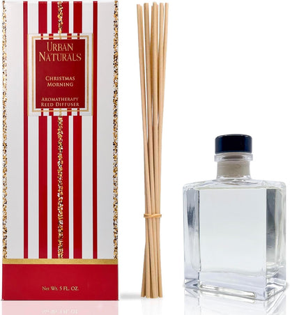 Urban Naturals Smoked Vanilla Reed Diffuser Set with Vanilla Bean, Sandalwood & Leather – 5 Ounce Sleek Black Rectangular Refillable Glass Bottle – Made in the USA