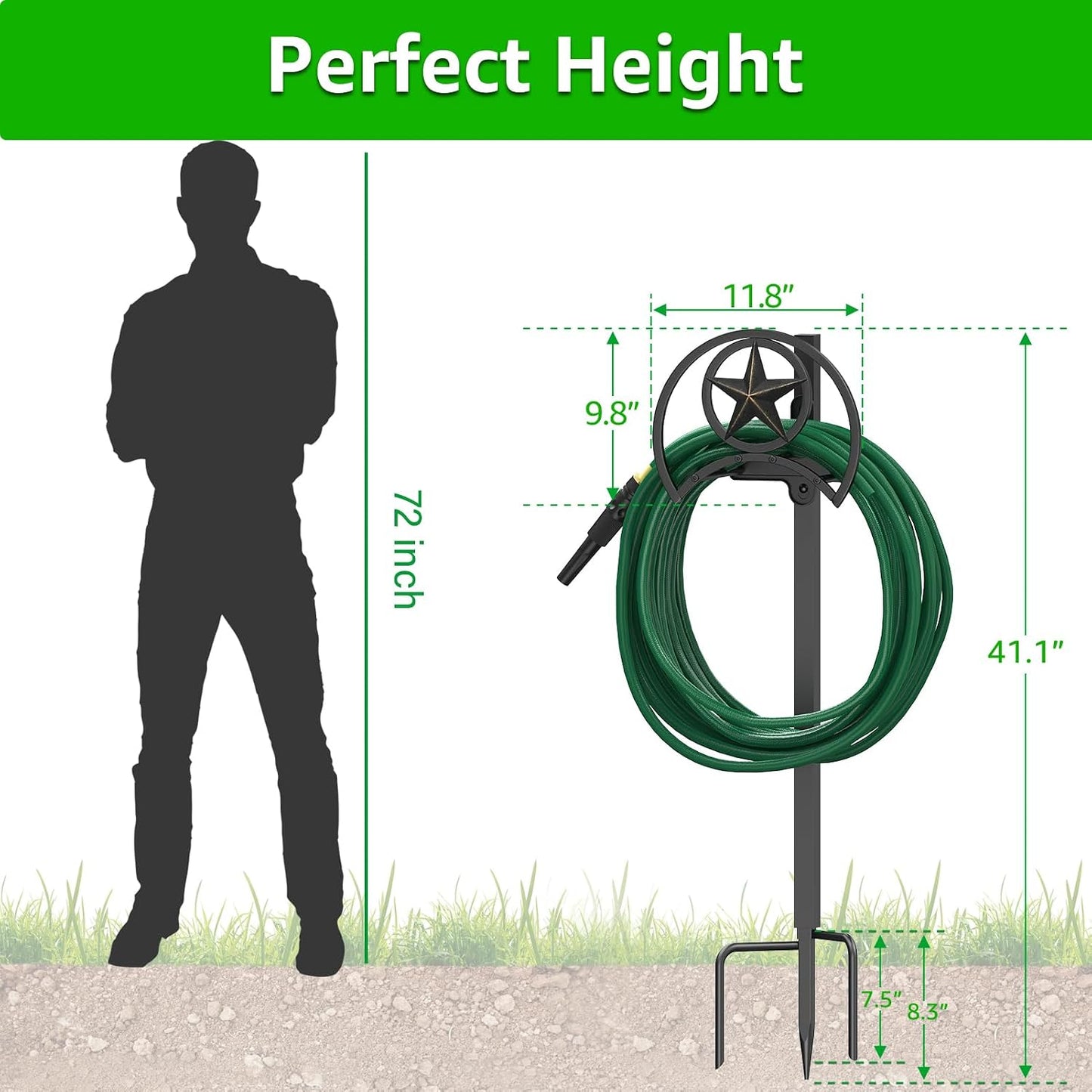 GOFORWILD Garden Hose Holder, Decorative Hose Butler Sturdy Water Hose Rack, Durable Wall Hose Hanger, Holds 125-Feet of 5/8-Inch Hose, Hose Reel, Made of Gauge Steel (9.8) …