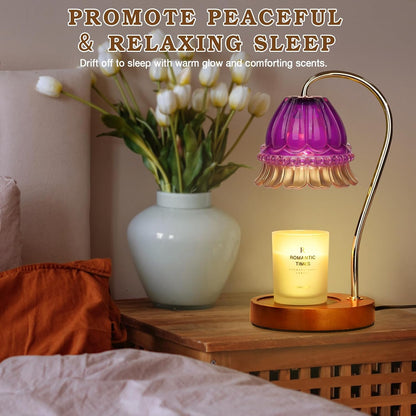 Funistree Flower Candle Warmer Lamp with Timer, Dimmable Candle Lamp Warmer, Christmas Birthday Gifts for Women Mom Her, Housewarming Home Decor, Lotus Wax Warmer for Yankee Candles - Lily Amber