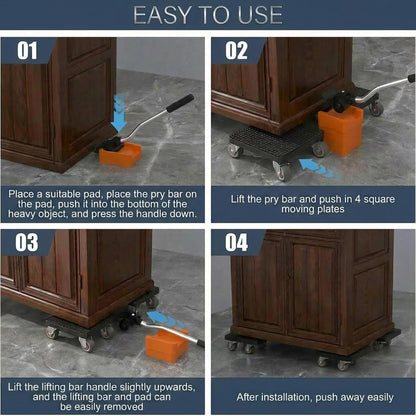 New Upgrade Furniture Sliders Furniture Movers with 4 Wheels, Furniture Lift Mover Tool Set with 360° Rotatable, Furniture Dolly for Moving Heavy Duty Sofa, Bed, Maximum Load 1100LBS