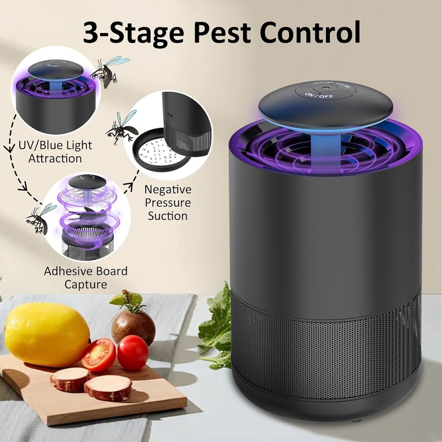 CXRUY Indoor Insect Trap - Fly Traps Catcher for Mosquito, Fruit Flies, Gnat, Moth, Fly Killer Bug Trap with UV Light Black