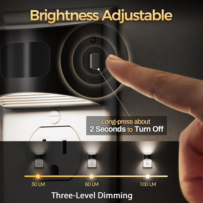 DORESshop LED Night Light[2 Pack], Night Lights Plug into Wall, 3 Mode Plug in Night Light with Motion Sensor, Dusk to Dawn Sensor, Nightlights for Adults, Bedroom, Bathroom, Hallway