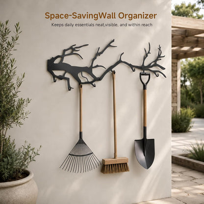 Wall Coat Rack with 8 Hooks Black - Tree Branch Design Metal Wall Hooks - Coat Hooks for Hallway, Bathroom, Bedroom, Kitchen - Hook Rail for Wall Mounting