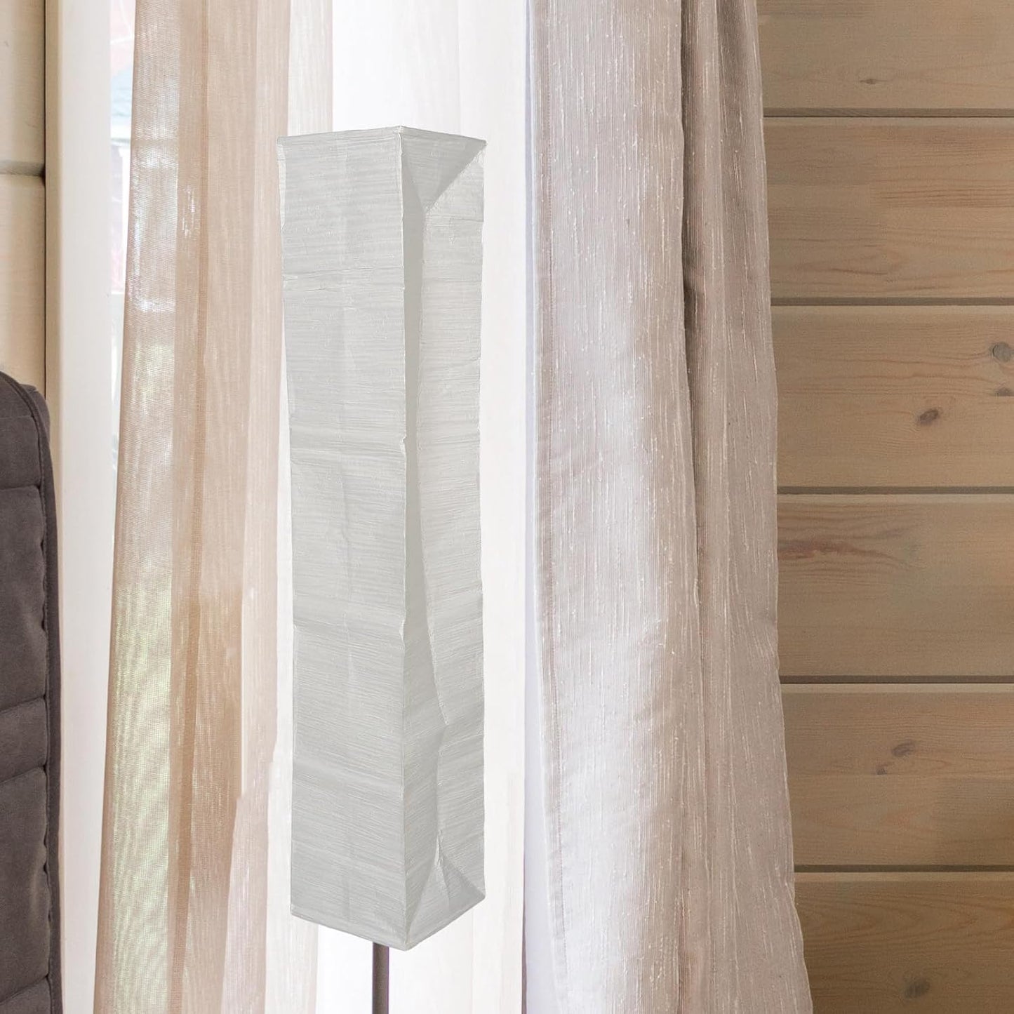 Veemoon Square Paper Floor Lamp Shade, Standing Rice Paper Lantern Shade Foldable Japanese Light Cover Modern Style Decorative Lampshade for Home Office Bedroom, Soft Lighting, 38. 5inch, Beige