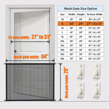 Cupount Dog Screen Mesh Gate for Stairs Pet Gates for The House: for Doorways Stairways Indoor 29 inches Tall, 38 inch Wide, Fits 32-35 inch Openings