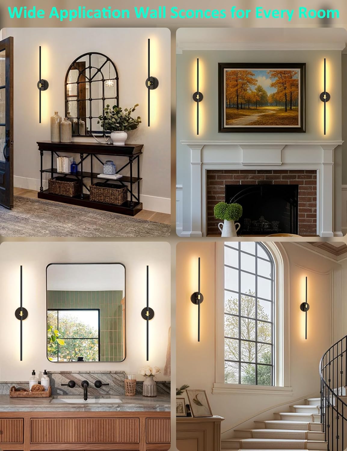 Battery Operated Wall Sconces Set of 2: 10000mAh Rechargeable Wall Lights for Living Room, Dimmable LED Wireless Wall Lamp 360° Rotate Modern Home Decor for Bedroom Hallway Picture Lighting Bathroom