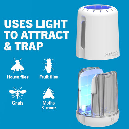 Safer Home Indoor Plug-In Fly Trap - SH502 - Effective Fruit Fly Traps for Indoors, Gnat Traps for House Indoor, 400 Sq Ft Protection - Style: 1 Device + 2 Glue Cards