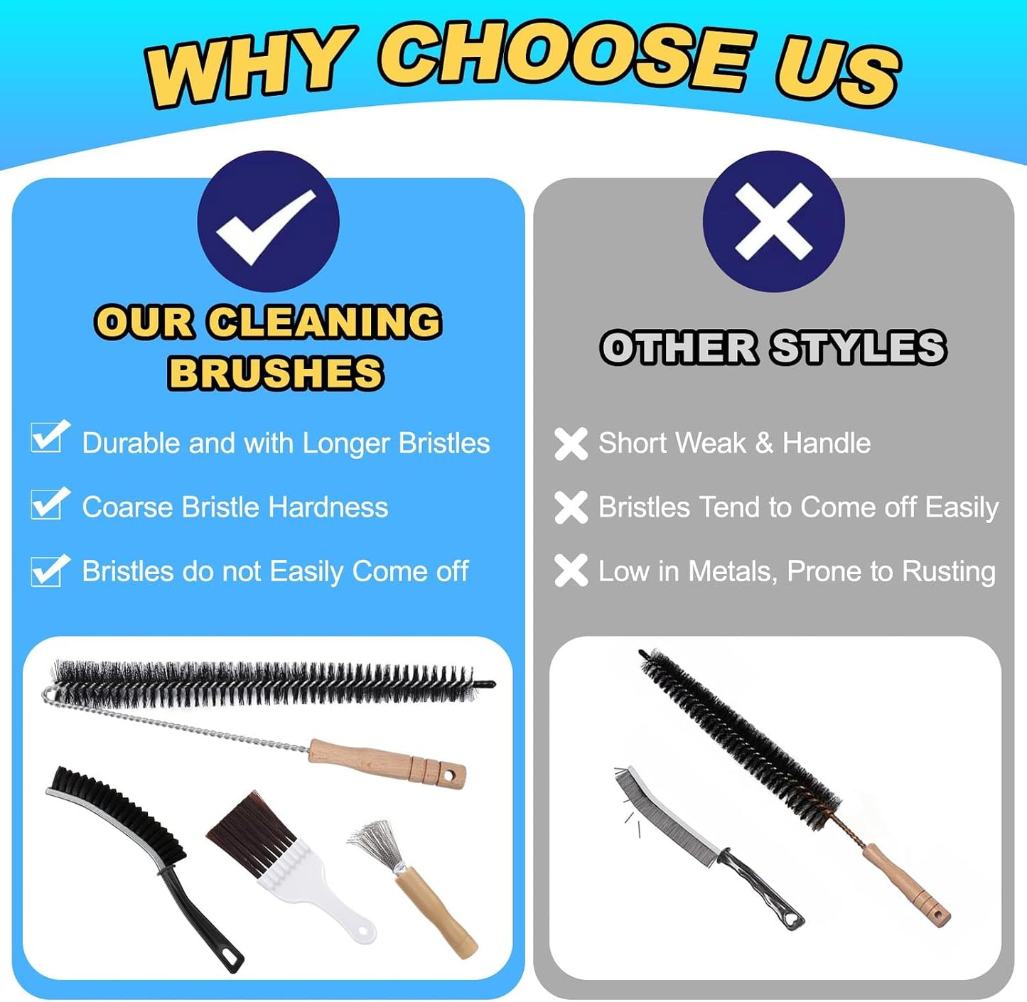Palksky Refrigerator Coil Cleaning Brush Set, Fridge Radiator Brush & Condenser Coil Cleaning Brush for Dust Removal, Crevice Gap Cleaning Tool for Tight Spaces (5-Pack) ﻿