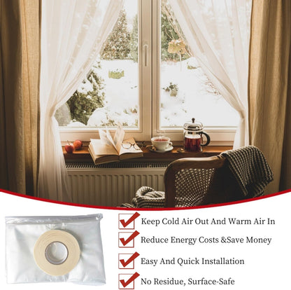 10-Window Shrink Film Window Insulation kit（62-Inch x 420-Inch），Insulating Film Window Kit Keeps Cold Air Out and Warm Air in (10 Windows)