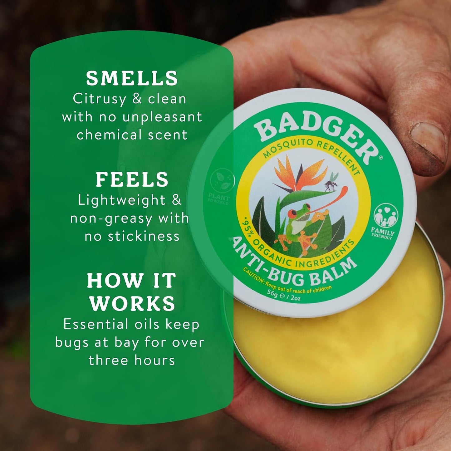 Badger Bug Repellent, Easy to Use Travel Stick, DEET-Free Mosquito Repellent & Insect Protection, Certified Organic Essential Oil Balm