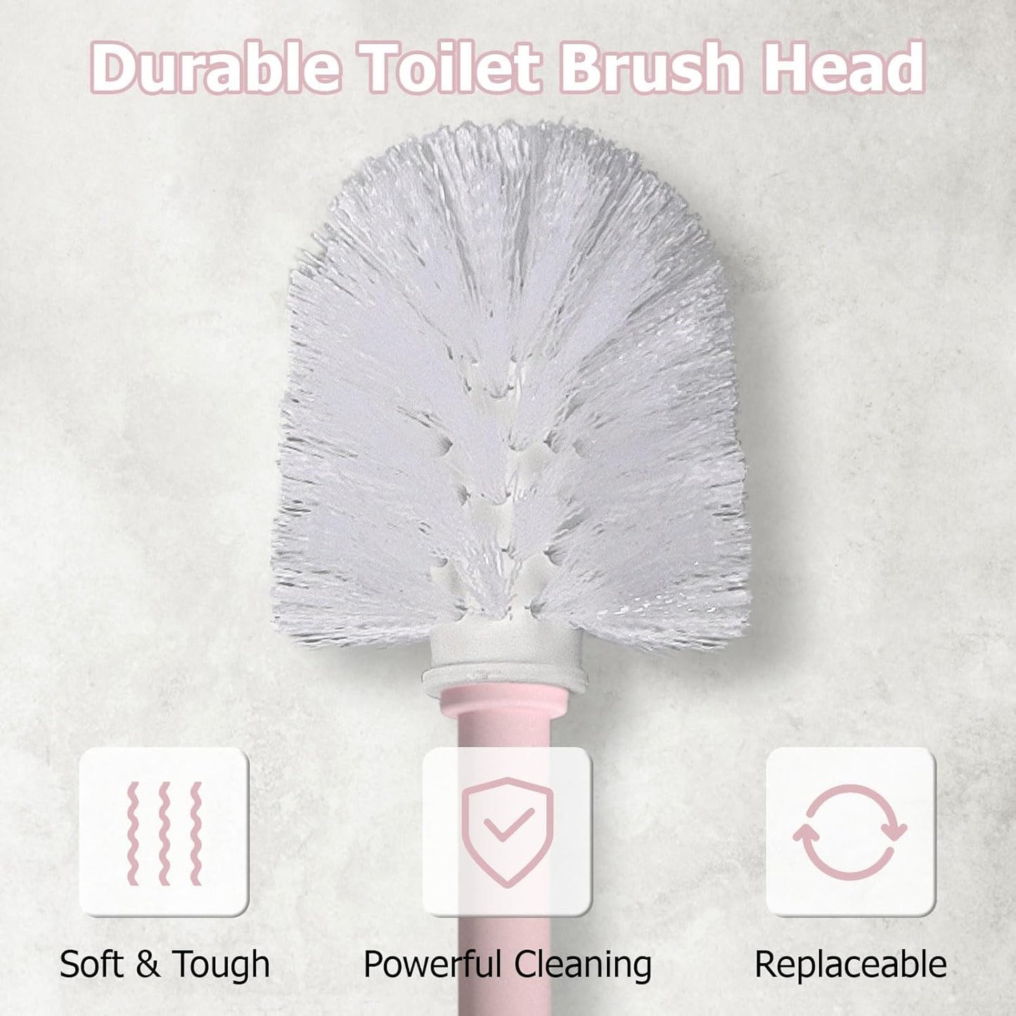 Topsky 2 Pack Compact Toilet Brush & Holder Set, Plastic Round Barrel Loo Brush with 2 Replacement Toilet Brush Head, Durable for Bathroom Toilet, Gray
