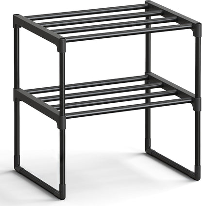 SONGMICS Shoe Rack, 6-Tier Shoe Organizer, Metal Storage Shelf, Upright or Upside Down, for 24-30 Pairs, Stackable, for Entryway, 11.8 x 36.2 x 42.7 Inches, Black ULSA306BH01