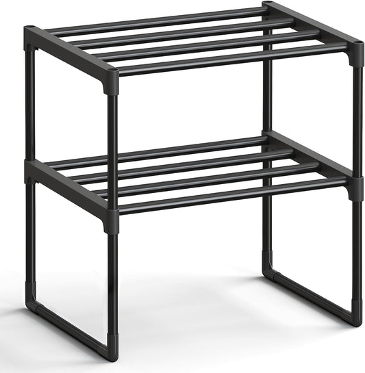 SONGMICS Shoe Rack, 6-Tier Shoe Organizer, Metal Storage Shelf, Upright or Upside Down, for 24-30 Pairs, Stackable, for Entryway, 11.8 x 36.2 x 42.7 Inches, Black ULSA306BH01