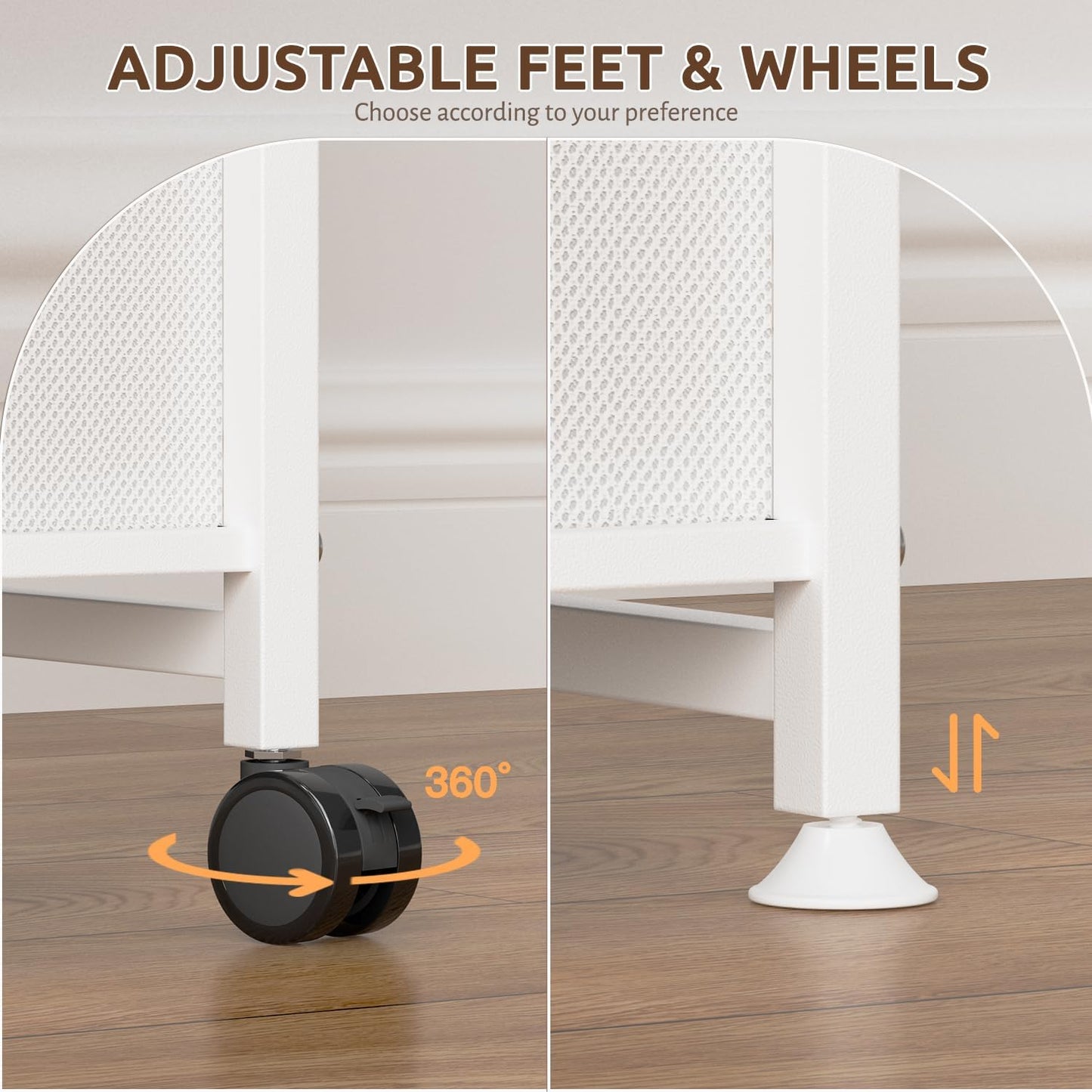 Oppro Small Narrow Side End Table, 2 Drawer Slim Nightstand Bedside Sofa Table with Wheels, Space Saving Rolling Skinny Thin Desk with Storage Bag for Bedroom Living Room Couch Bathroom Dorm