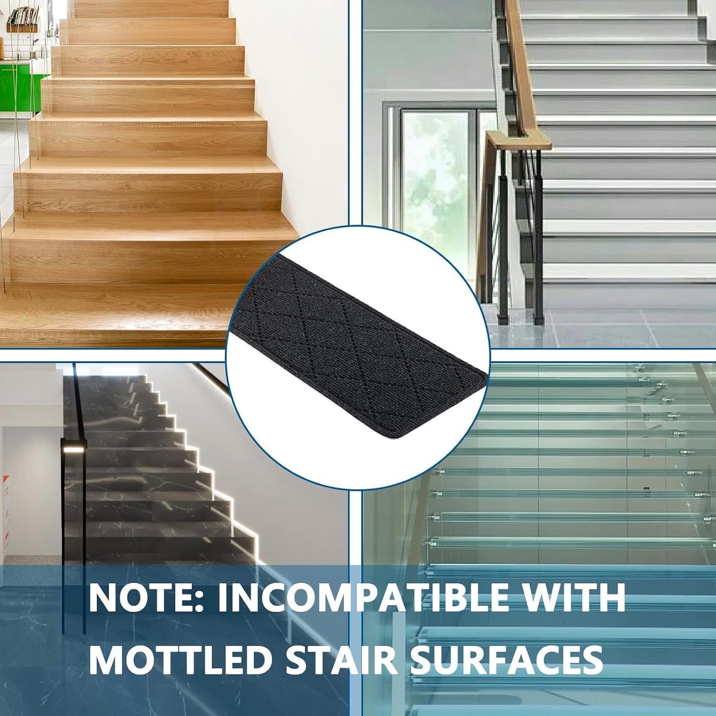 KOOTETA Stair Treads for Wooden Steps Indoor, 15 Pack 8" X 30" Non Slip Carpet Stair Treads with Reusable Adhesive for Kids Elders and Dogs, Surface Polyester TPR Backing Stair Runner Rugs, Dark Grey