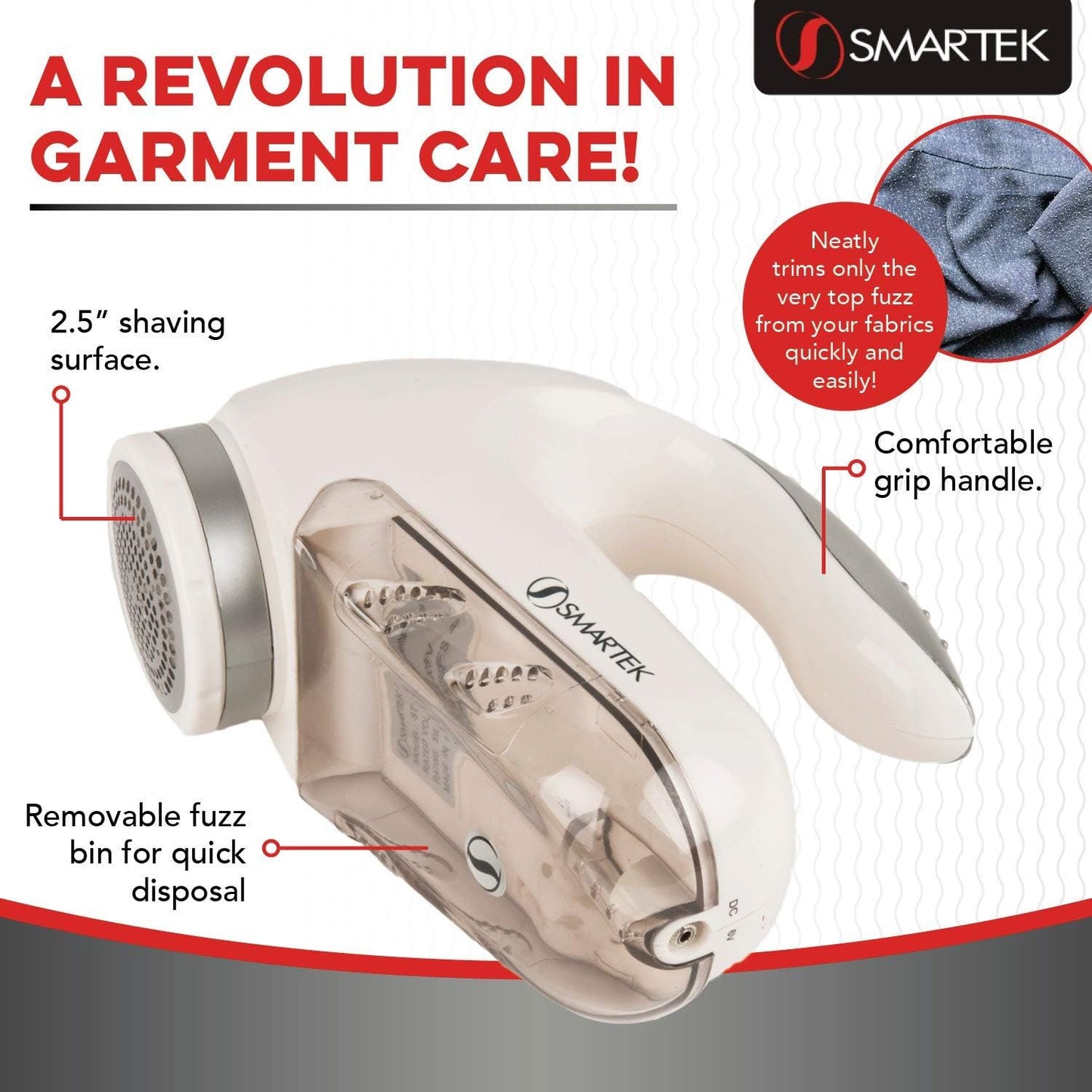 Smartek Fabric Shaver Fuzz Remover, Electric Lint Remover for Clothes, Sweater Shaver to Remove Pilling, Couch Cleaner