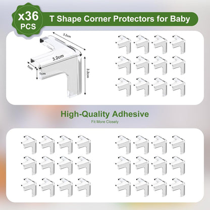 36 Pack Corner Protector Baby, Clear Table Corner Protectors Baby Proof Corners and Edges Furniture Covers & Edge Safety Bumpers Guards for Baby Proofing, Sharp Edges