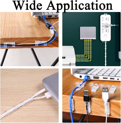 40 PCS Cable Clips (Small & Large),Adhesive Cable Clips for Wall,Finisher Wire Clamp for TV PC Laptop,Cable Management Clips Outdoor Light Clips