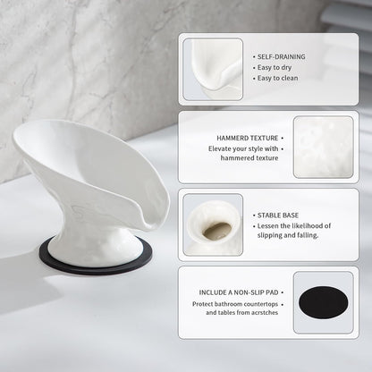 Self Draining Soap Dish,Soap Bar Holder for Shower,White Ceramic Soap Dishes for Bathroom Kitchen Shower Keeps Soap Dry, Easy to Clean(Gloss White)