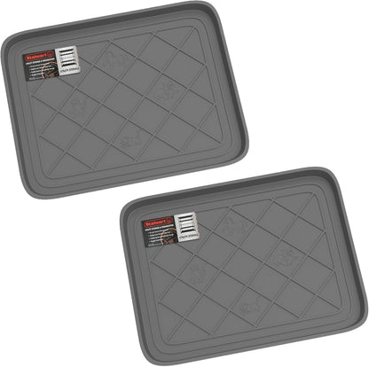 Stalwart All-Weather Boot Tray, Indoor Outdoor Doormat for All Seasons, 2 pk Small, Black