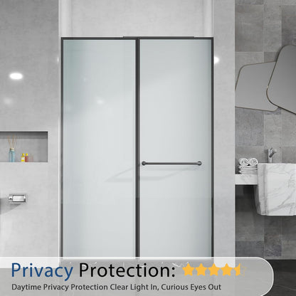 Timeet Window Privacy Film, Frosted Glass Window Clings, Static Cling Heat UV Blocking Anti-Glare Frosting Stickers, Decorative Bathroom Door Coverings Day and Night, 17.5 x 78.7 Inch, Pure