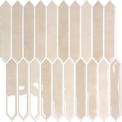 10-Sheet Peel and Stick Backsplash Tile, Self-Adhesive Gray Long Hexagon Wall Tiles, Stick on Backsplash for Kitchen, Bathroom, Fireplace, RV, Thicker Design(12"×12").