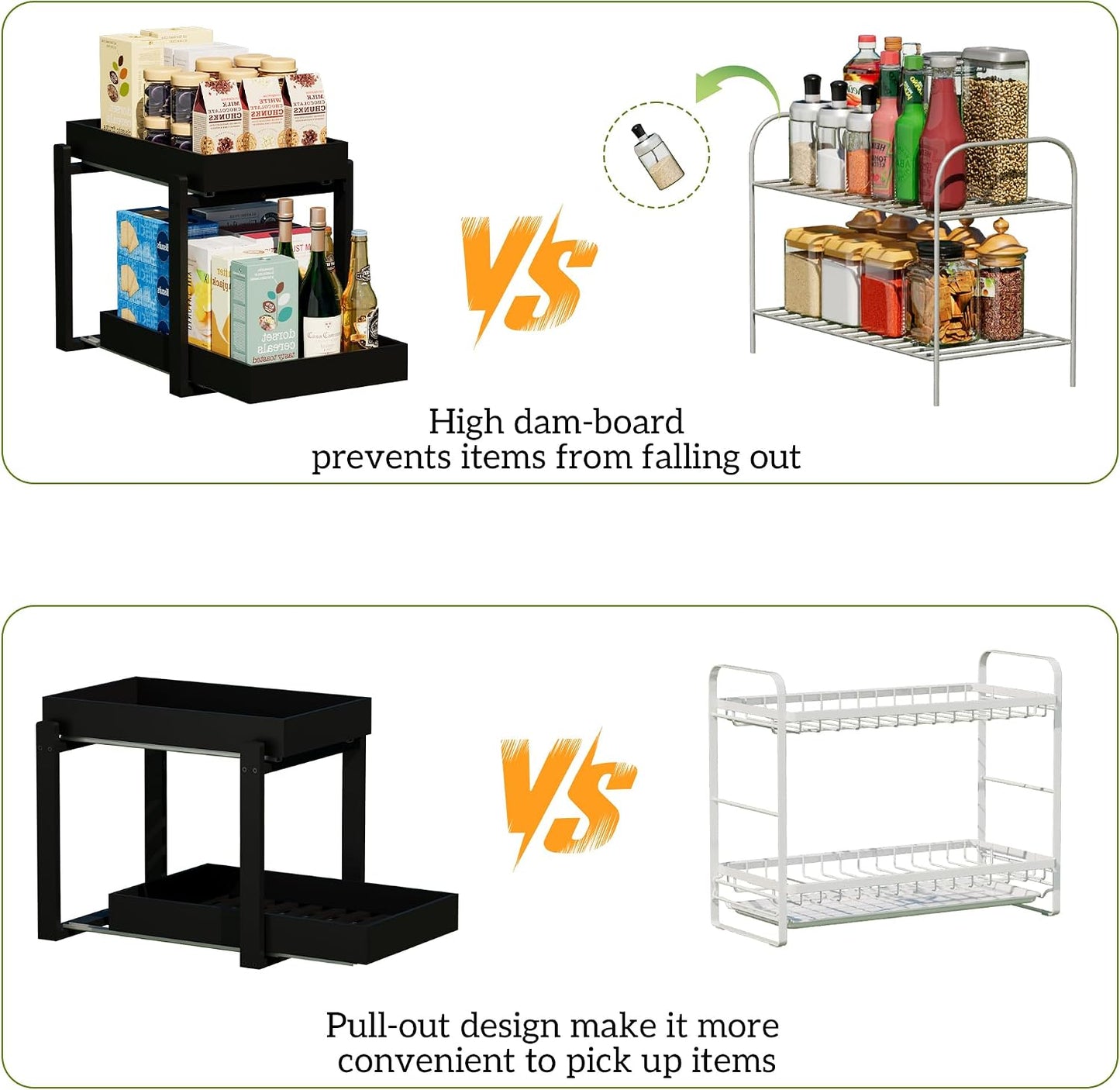 APRTAT 2 Pack Under Sink Organizer, Bamboo Wooden 2-Tier Pull-Out Storage with Sliding Drawers for Kitchen and Bathroom Cabinets, Easy Installation (Natural, 2 Packs)