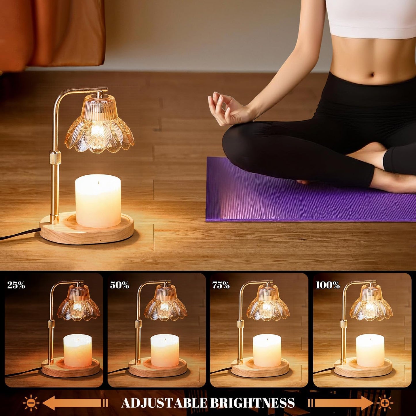 Candle Warmer Lamp,with Timer & Dimmer(3Bulbs),Candle Lamp Warmer Height Adjustable,Gifts for New Home,House Warming Gift,Birthday Gifts for Women/Daughter/Mom/Friend-Black