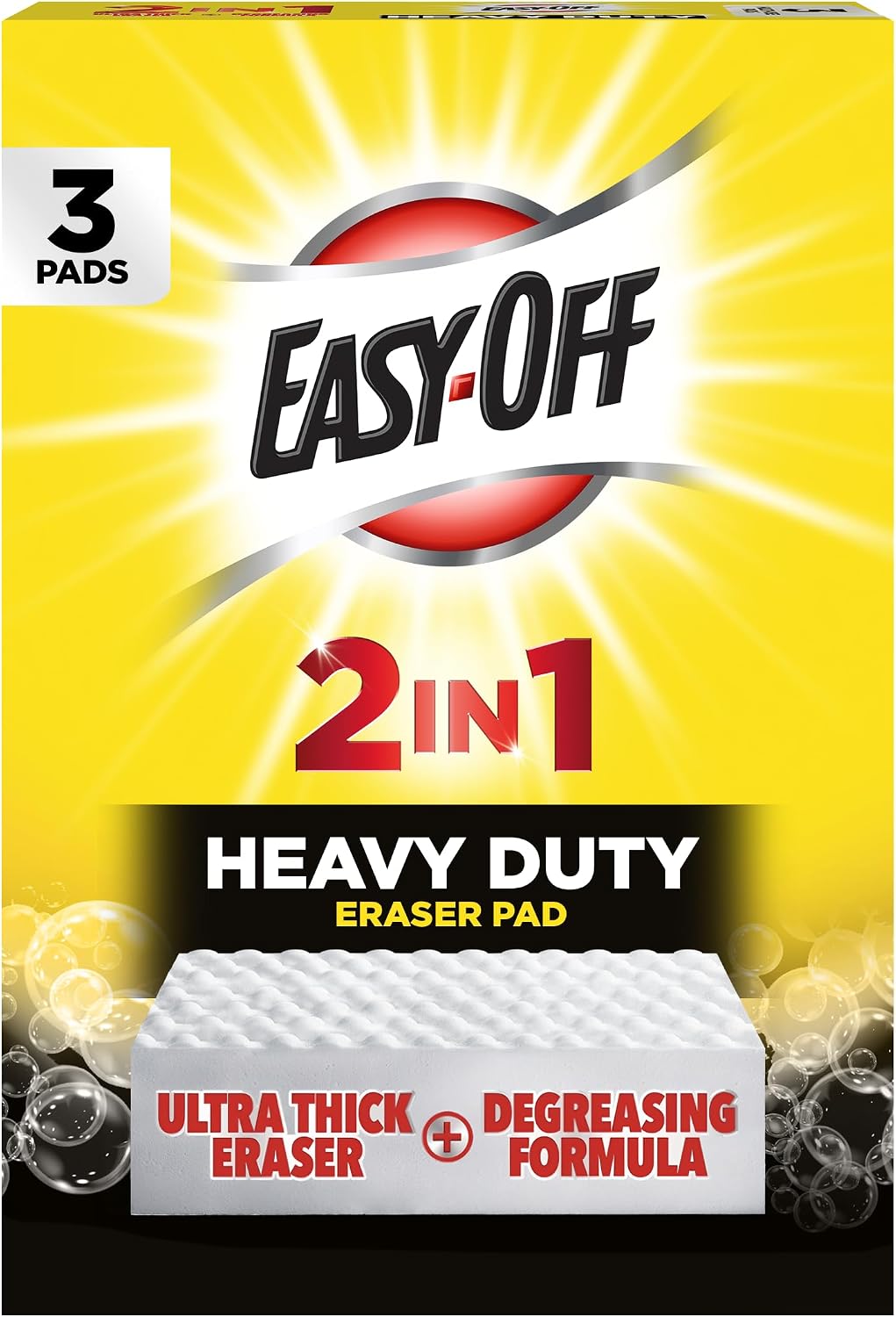 Easy‑Off Heavy Duty 2‑in‑1 Ultra Thick Eraser & Degreasing Formula, 5 Multi‑Use Cleaning Pads — Cuts Through Tough Grease & Grime in Seconds
