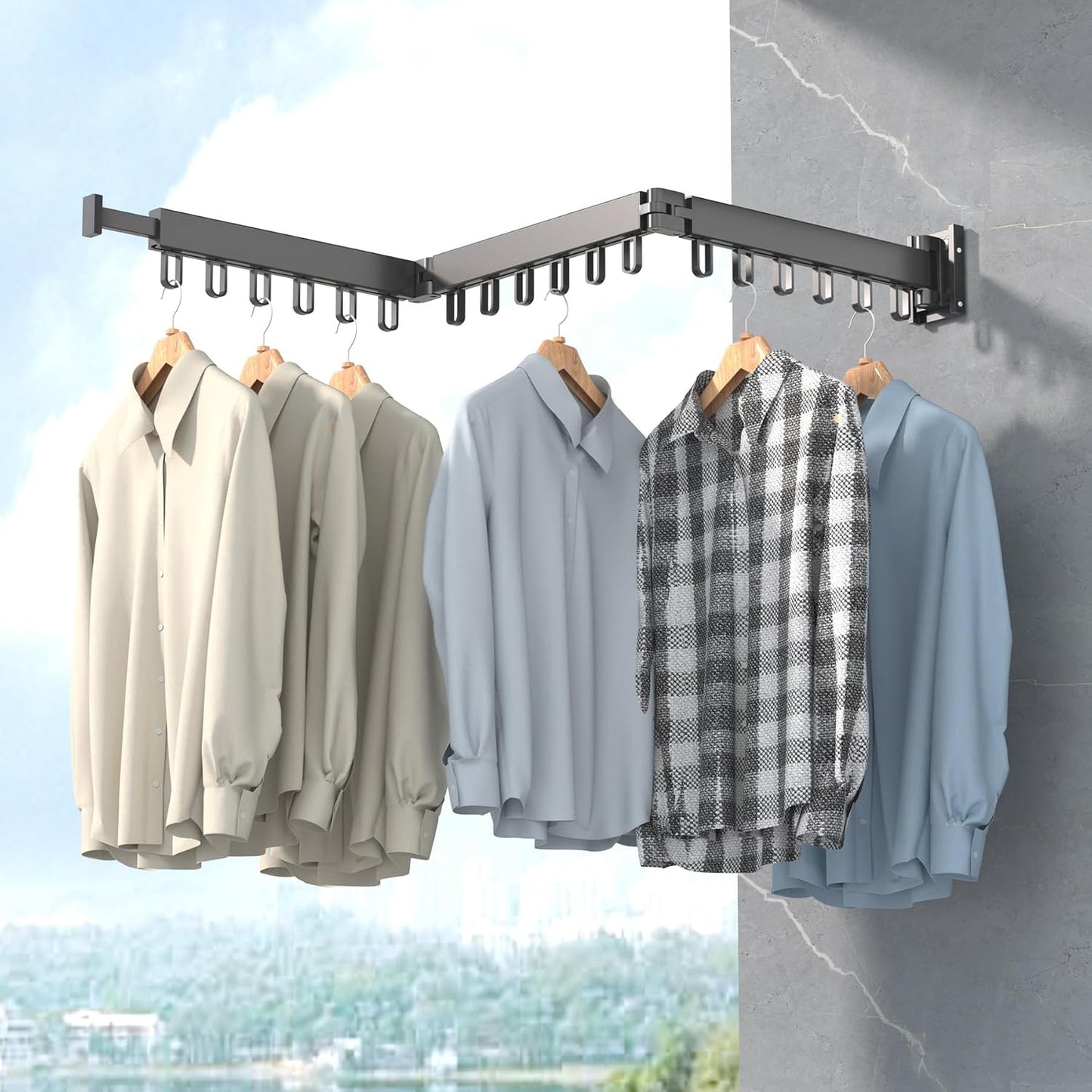 Wall Mounted Clothes Hanger Drying Folding Racks | Full 180° horizontal & vertical pivot