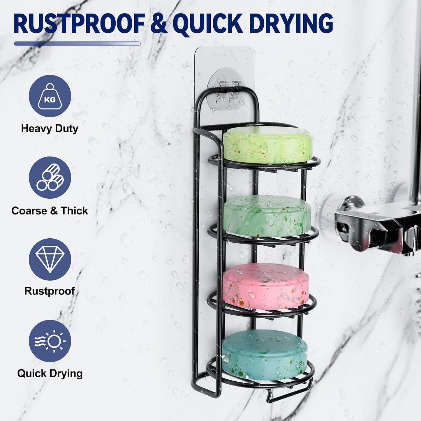 Yoshiky 3-Tier Shower Soap Shampoo Bar Holder, Self Adhesive & Freestanding Draining Bathroom Soap Dish Caddy for Bathroom Wall Accesories Decor