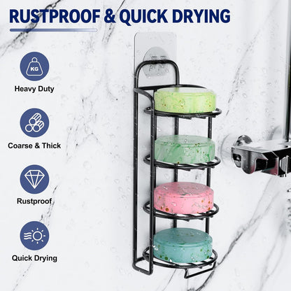 Yoshiky 3-Tier Shower Soap Shampoo Bar Holder, Self Adhesive & Freestanding Draining Bathroom Soap Dish Caddy for Bathroom Wall Accesories Decor
