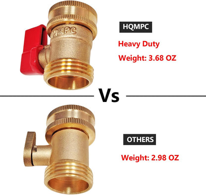 HQMPC Heavy Duty Brass Shut Off Valve Big Flow,Garden Hose Shut Off Valve For Garden Lawn Irrigatiion Garden Hose Connector Big Handle Easy Turn On Off (2PCS) +4 Extra Pressure Washers